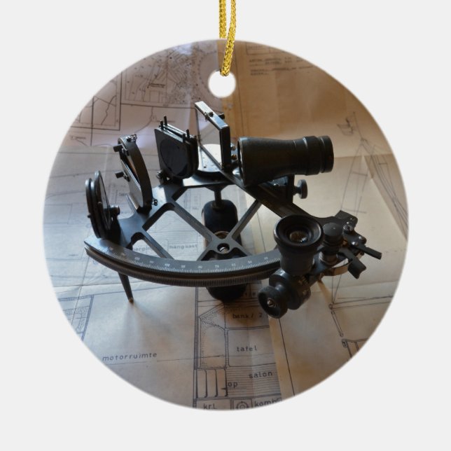 Antique Sextant Ceramic Ornament (Front)
