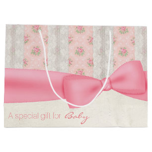 Antique Shabby Pink and Ivory Baby Gift Bag