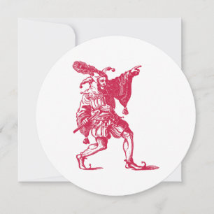 Antique Shakespearean Jester Illustration Invitation