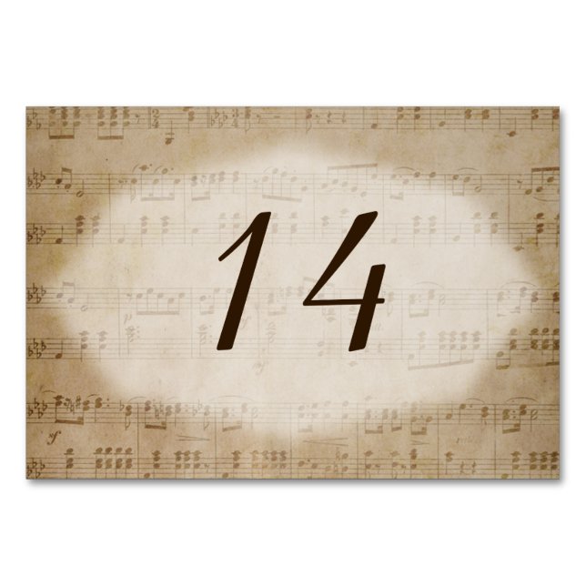 Antique Sheet Music 3 Table Number Placecards (Front)