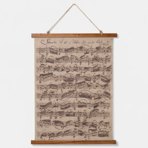 Antique Sheet Music Bach Manuscript Hanging Tapestry