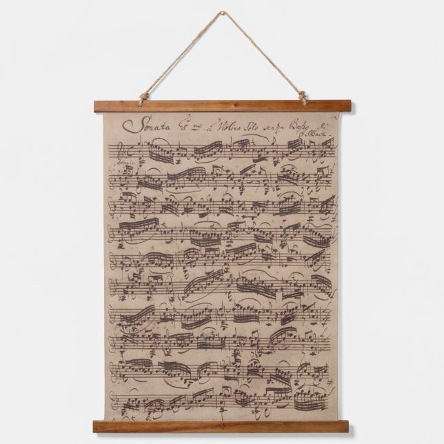 Antique Sheet Music Bach Manuscript Hanging Tapestry (Front)
