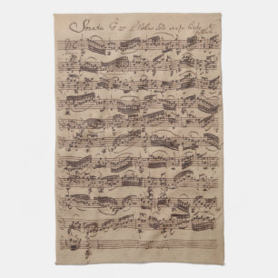Antique Sheet Music Bach Manuscript Kitchen Towel