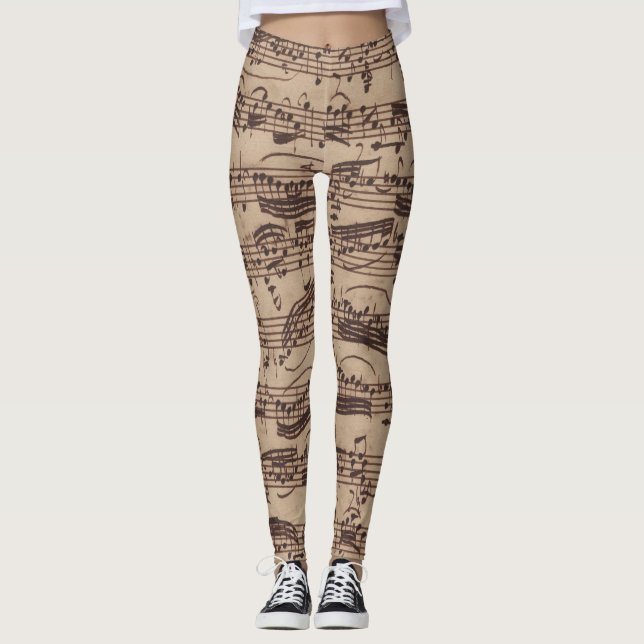 Antique Sheet Music Bach Manuscript Leggings (Front)