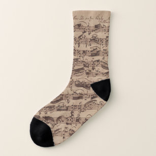 Antique Sheet Music Bach Manuscript Socks