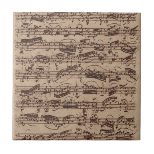 Antique Sheet Music Bach Manuscript Tile