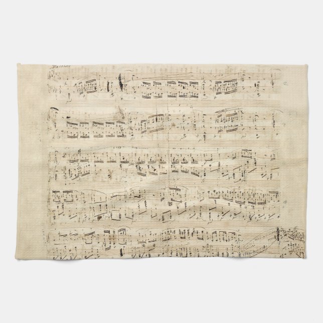 Antique Sheet Music Chopin Manuscript Kitchen Towel (Horizontal)