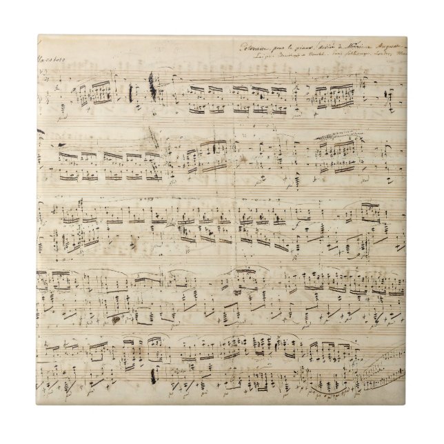 Antique Sheet Music Chopin Manuscript Tile (Front)