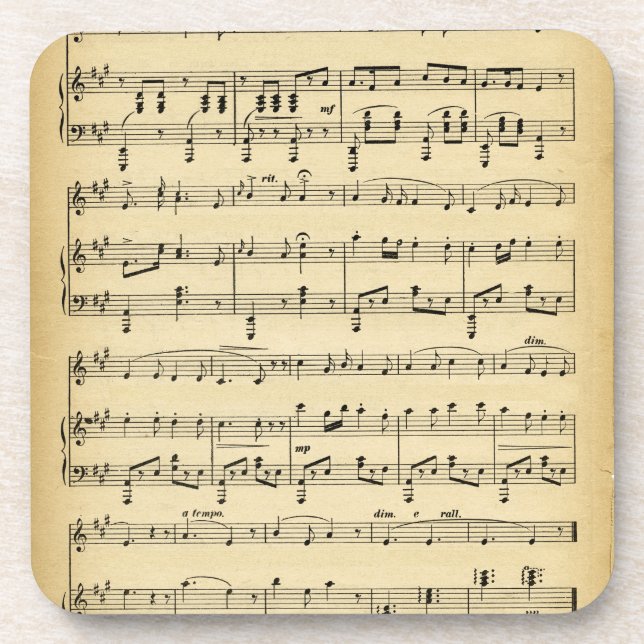 Antique Sheet Music Coaster (Front)