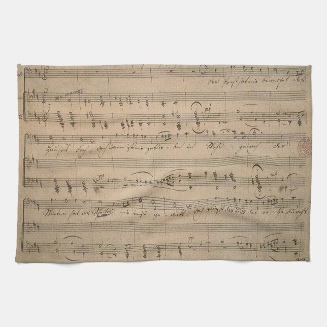 Antique Sheet Music from 1822, Song of the Old Man Kitchen Towel (Horizontal)