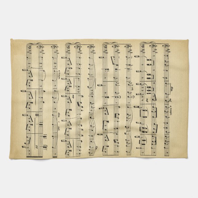 Antique Sheet Music Kitchen Towel (Horizontal)