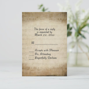 Antique Sheet Music RSVP  Card