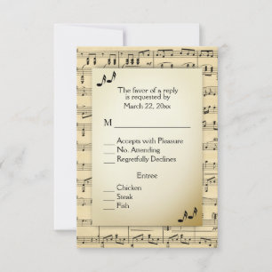 Antique Sheet Music RSVP with Menu Choices