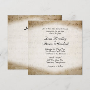 Antique Sheet Music Theme Wedding Invitation
