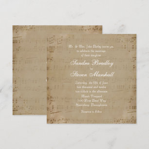Antique Sheet Music Theme Wedding Invitation