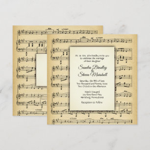 Antique Sheet Music Theme Wedding Invitation