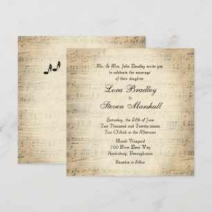 Antique Sheet Music Wedding Theme Invitation