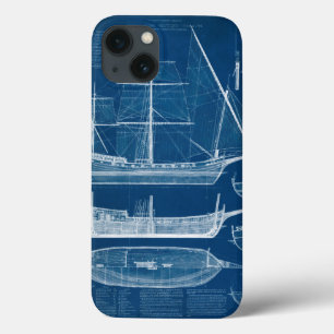 Antique Ship Blueprint I iPhone 13 Case