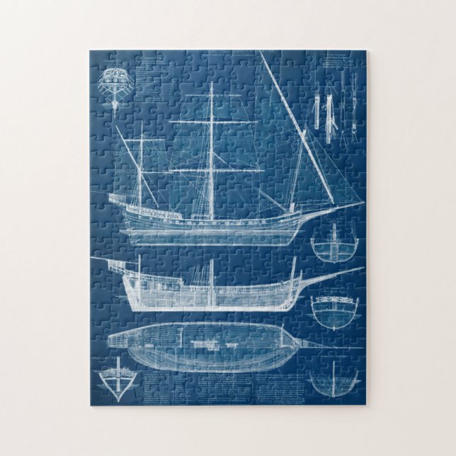 Antique Ship Blueprint I Jigsaw Puzzle (Vertical)