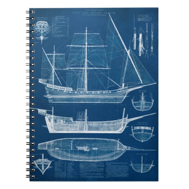 Antique Ship Blueprint I Notebook (Front)