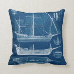 Antique Ship Blueprint I Throw Pillow<br><div class="desc">Maps & Blueprints</div>