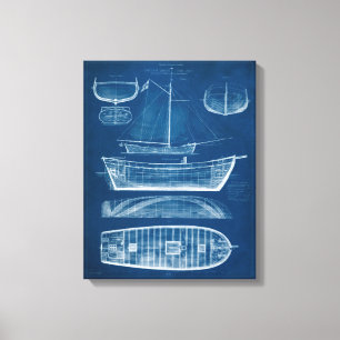 Antique Ship Blueprint II Canvas Print