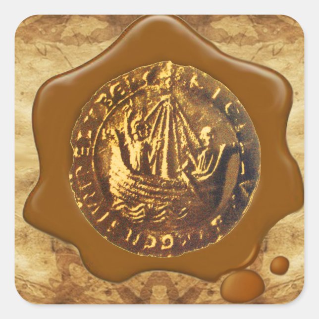 ANTIQUE SHIP BROWN WAX SEAL PARCHMENT (Front)
