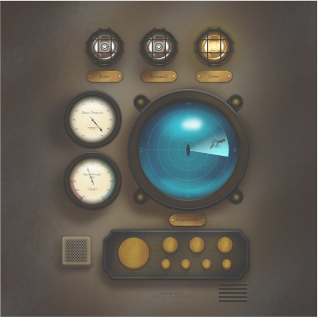 Antique Ship Control Panel Retro Steampunk Grunge (Front)