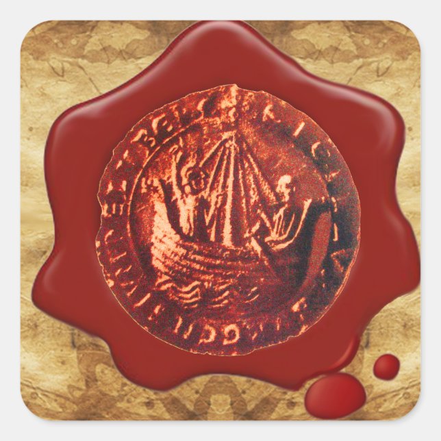 ANTIQUE SHIP RED WAX SEAL PARCHMENT (Front)