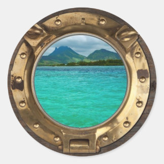 Antique ships window classic round sticker