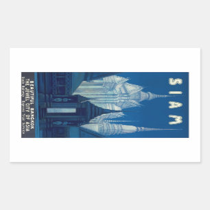 Antique Siam Bangkok Temples Travel Poster Sticker