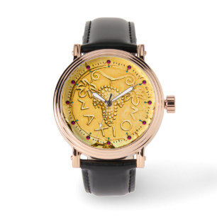 ANTIQUE SICILY COIN GOLD YELLOW GRAPES, GRAPE WINE WATCH