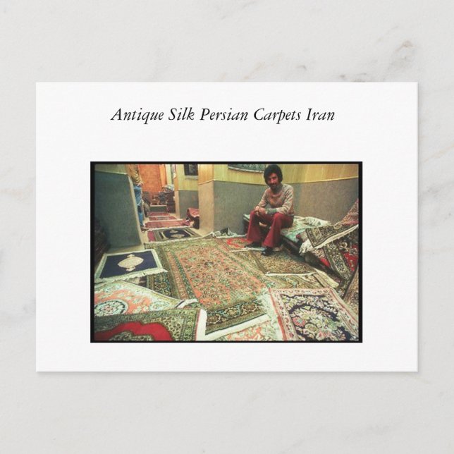 Antique Silk Persian Carpets Iran Postcard (Front)