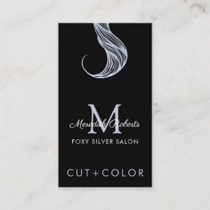 Antique Silver Black Monogram Hair Colour Stylist Business Card