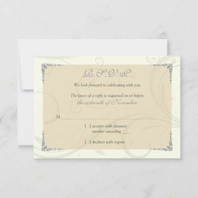 Antique Silver Gold Celtic Knot Wedding Reply Card (Front)