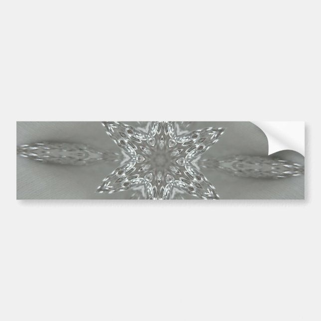Antique Silver Grey Decorative Kaleidoscopic Star Bumper Sticker (Front)