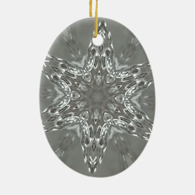Antique Silver Grey Decorative Kaleidoscopic Star Ceramic Ornament (Back)