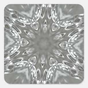 Antique Silver Grey Decorative Kaleidoscopic Star Square Sticker