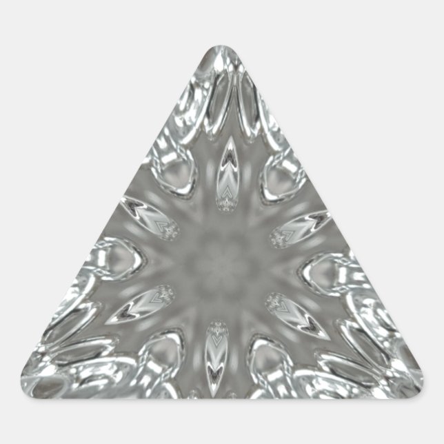 Antique Silver Grey Decorative Kaleidoscopic Star Triangle Sticker (Front)