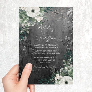 Antique Silver Romantic Floral Wedding Invitation