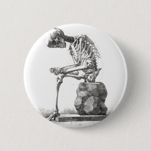 Antique Skeleton Anatomy: Gothic Halloween Medical 2 Inch Round Button