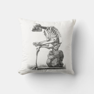 Antique Skeleton Anatomy: Gothic Halloween Medical Throw Pillow