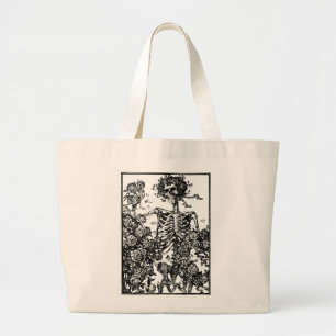 Antique Skeleton and Roses Totebag Large Tote Bag