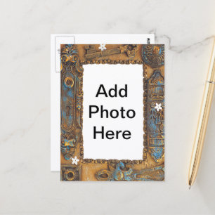 Antique Skeleton Key Frame Add Your Own Photo Postcard
