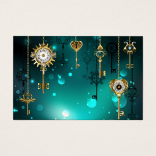 Antique Skeleton Keys on Green Background