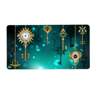 Antique Skeleton Keys on Green Background