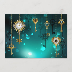 Antique Skeleton Keys on Green Background Advice Card