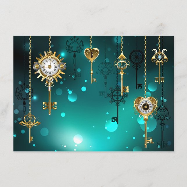 Antique Skeleton Keys on Green Background Advice Card (Front)