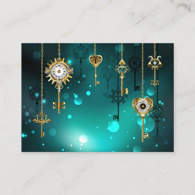 Antique Skeleton Keys on Green Background Advice Card (Front)