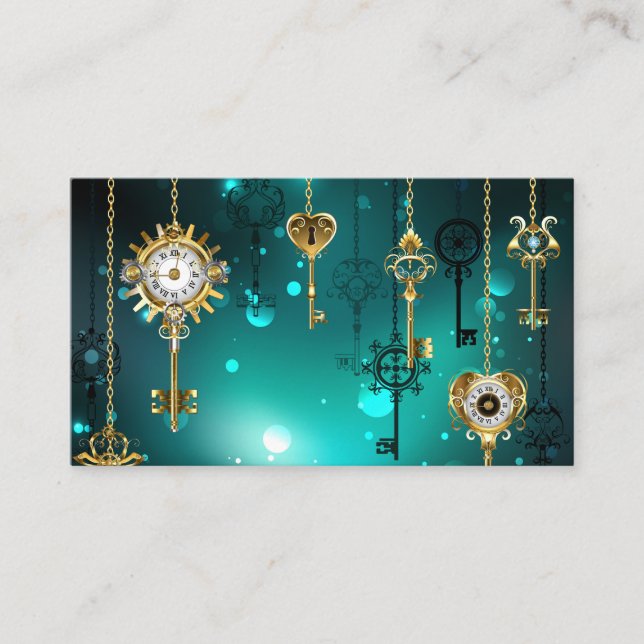 Antique Skeleton Keys on Green Background Advice Card (Front)